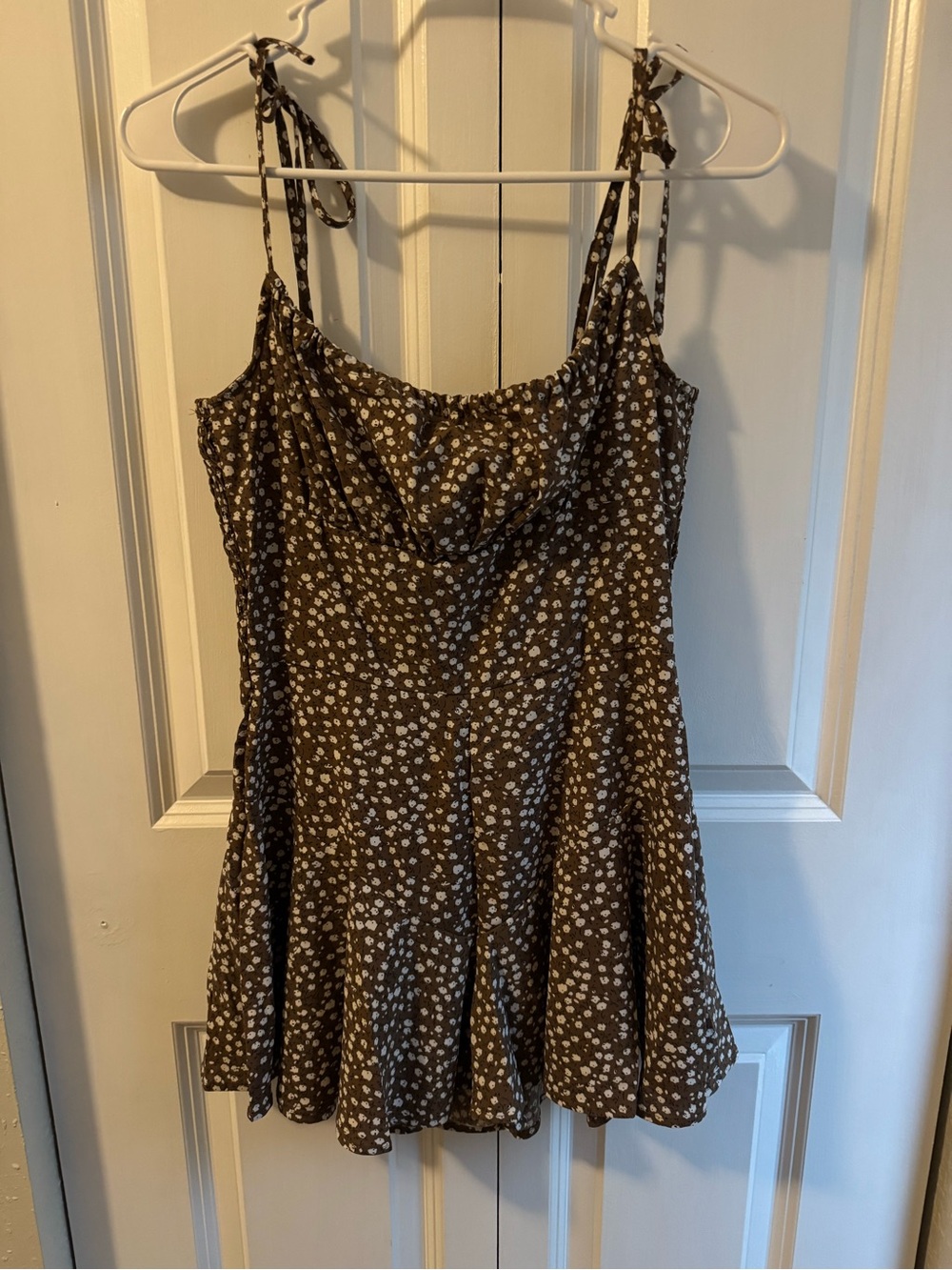 Brown Floral Tie-Strap Sundress
